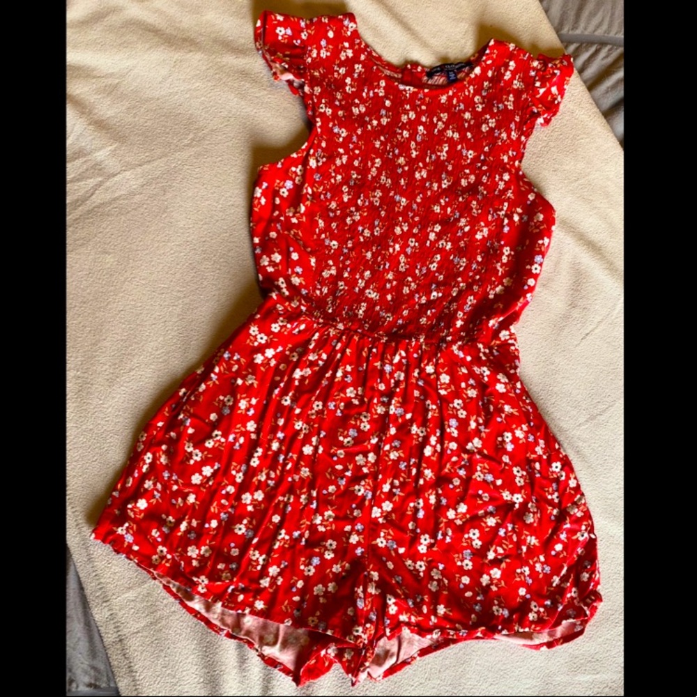 Red Floral Romper